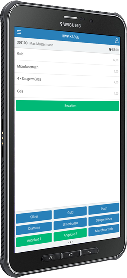 HWP KASSE Kassensystem Ansicht Tablet