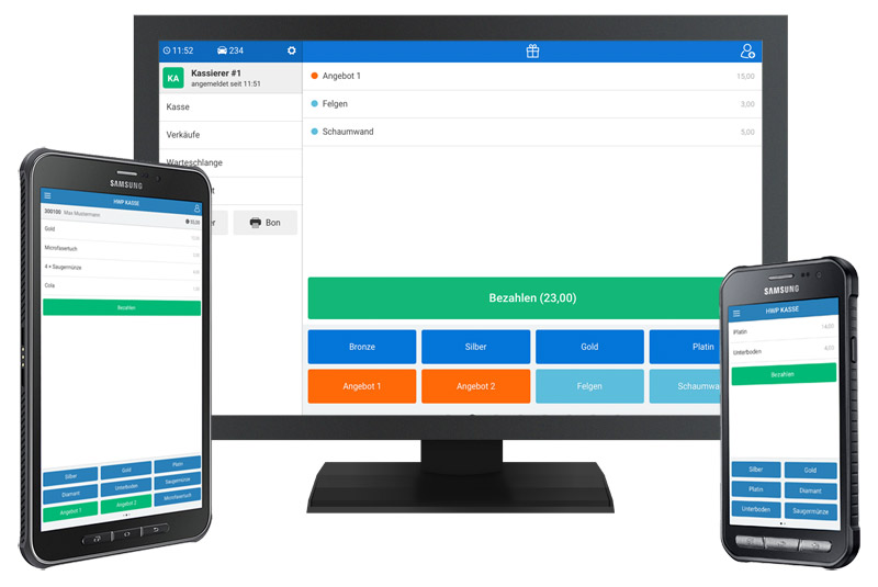 HWP KASSE Kassensystem Ansicht Monitor, Tablet, Smartphone
